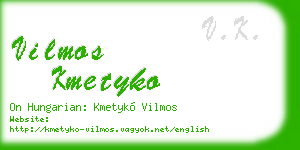 vilmos kmetyko business card